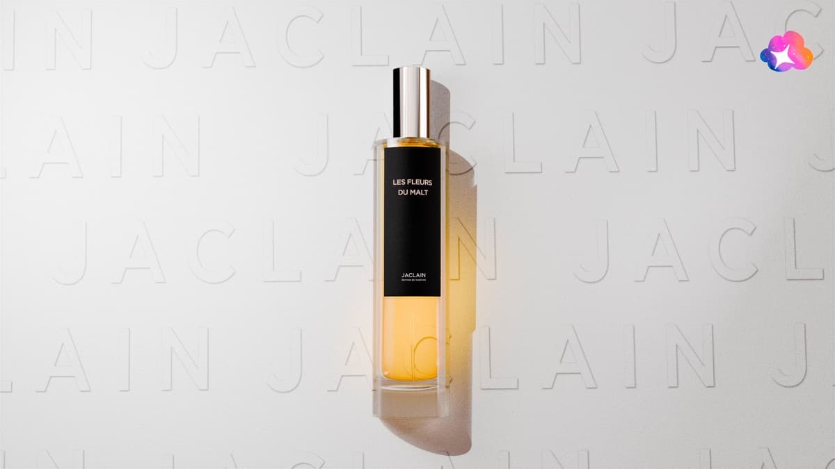 Jaclain, A studied paper backdrop where the eau de parfum becomes its own source of light.